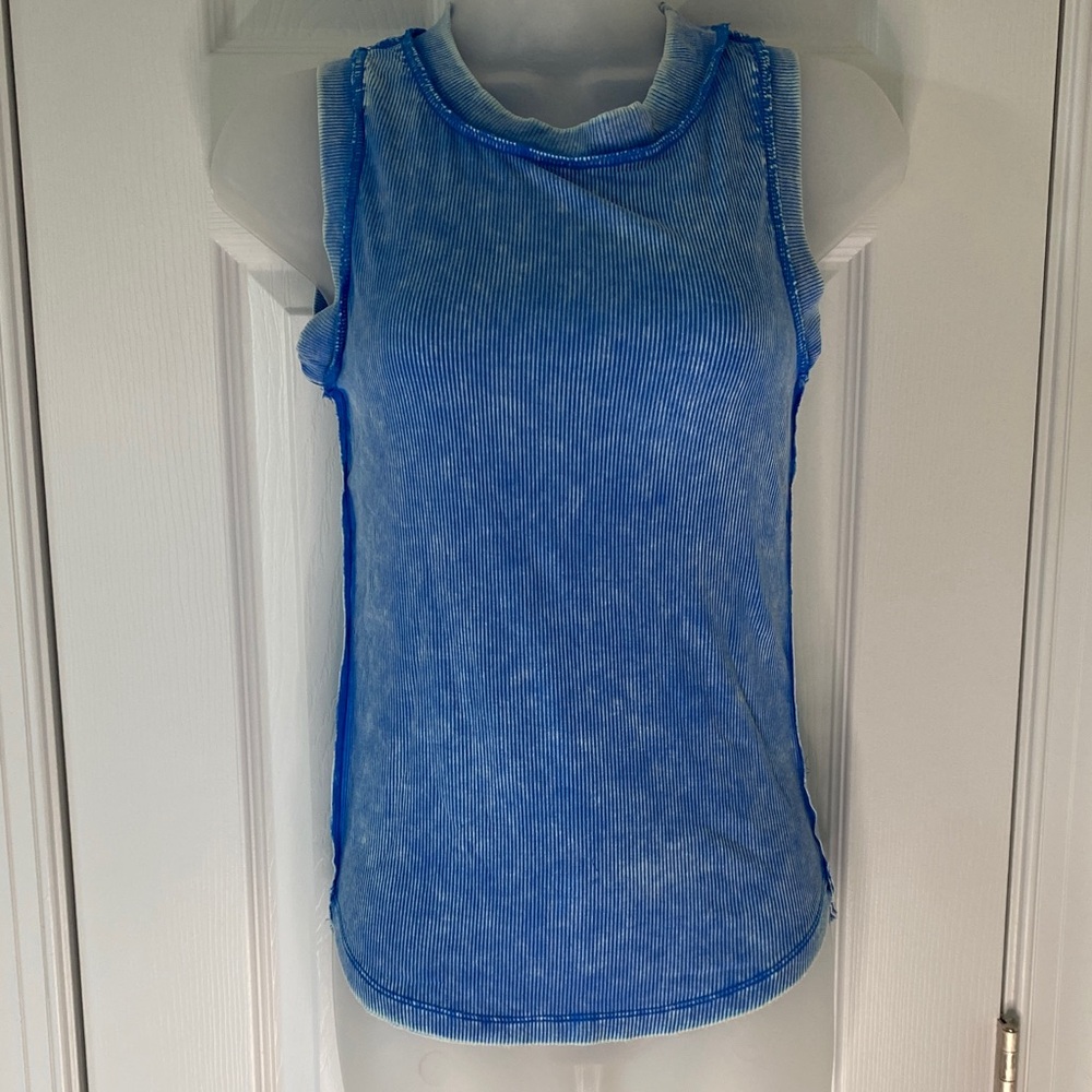 Zenana Ocean Blue Ribbed Vintage Wash Top